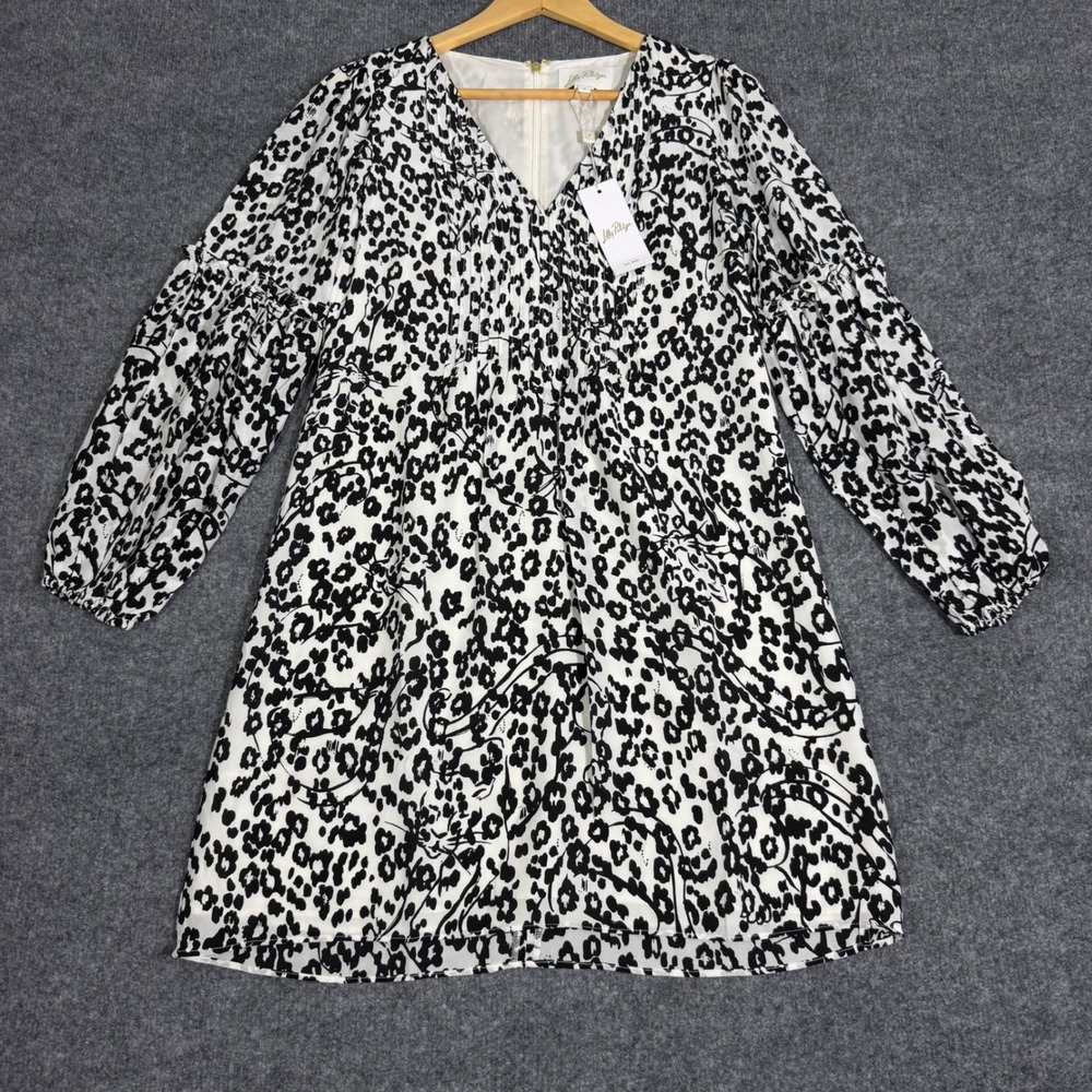 Lilly Pulitzer Cleme Silk Dress Leopard Print Women 0 Black White 100% Silk NWT